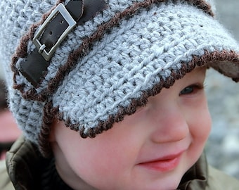 Boys Crochet Hat Pattern: 'Linden Newsboy', Boys Crochet, Crochet Toddler Hat, Crochet Visor, Crochet Newsboy Hat