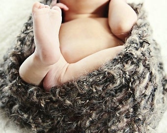 Crochet Pattern:  Crochet Cocoon, Newborn Pod, Crochet Baby Bowl, Photo Prop, 'Deep Earth Baby Bowl'