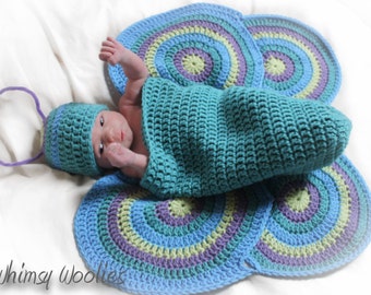 Crochet Photo Prop Pattern: Newborn, Crochet Hat, Cocoon & Wings,  'Lil' Luv Bug'