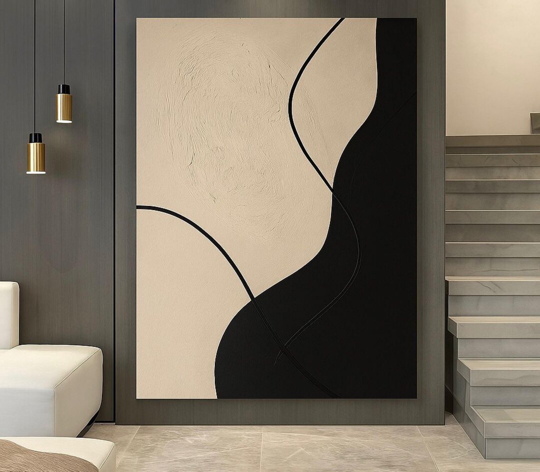Minimalist Abstract Wall Art Set – Beige, Brown & Black Geometric ...