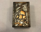 Silver Crest Silvercrest Bronze Decorated Ship Matchbox