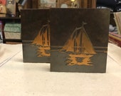 Silver Crest Silvercrest Bronze Ship Bookends