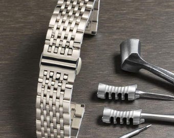 Cinturino Orologio Metallo Acciaio Inox 304 Argento - Universale Uomo Donna Con Chiusura Deployante A Scatto E Rilascio Rapido - Fasello Regolabile E Antiruggine