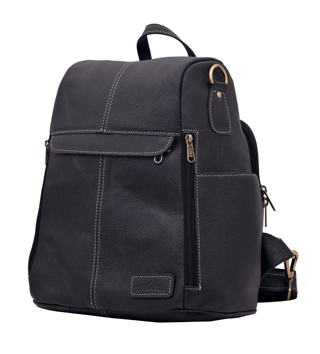Personalized Black Leather Backpack: Handmade Full Grain  display picture 3