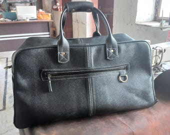 Bolsa de lona de cuero, hecha a mano, de cuero de grano completo, personalizada, para fin de semana, para viaje, para pasar la noche.