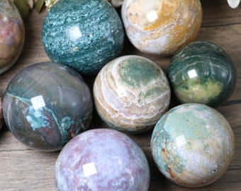 Natural Ocean Jasper Sphere – Polished Colorful Gemstone Decor (6.5–9cm)