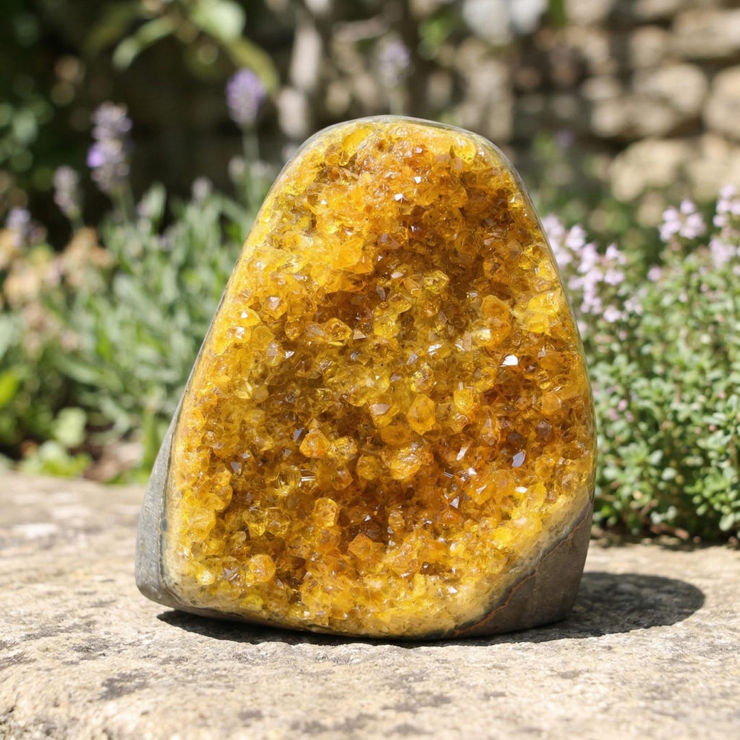 Yellow Geode Crystal Cluster, Dyed Druzy Quartz Home Decor (100-700g ...