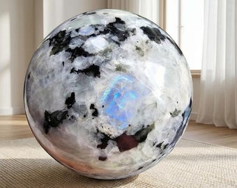 Natural Rainbow Moonstone Sphere - 1.57-3.15in Unique Polished Crystal Ball with Blue Flash