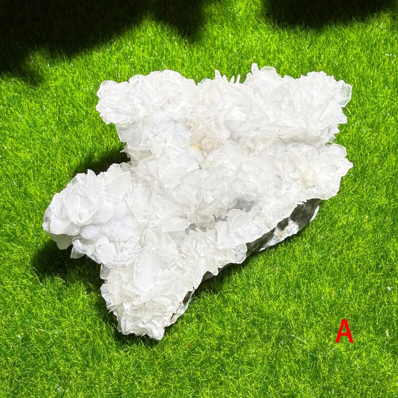 White Rises White Rose Calcite Cluster | UV Reactive Natural Mineral Specimen (3 ...