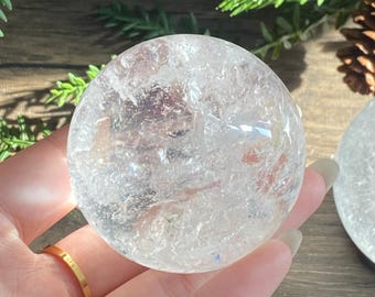 1Pc Natural Clear quartz Sphere, 2.36-3.35in Natural Crystal Ball, Home Office Decoration