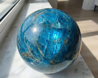 Natural Blue Apatite Sphere - 2.76-3.54in Polished Crystal Ball for Home Decor