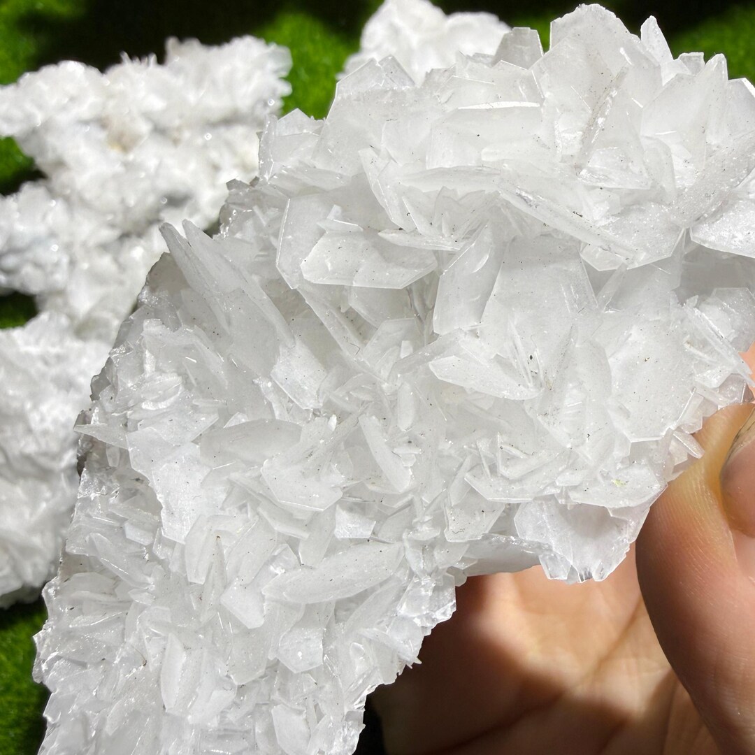 White Rises White Rose Calcite Cluster | UV Reactive Natural Mineral Specimen (3 ...