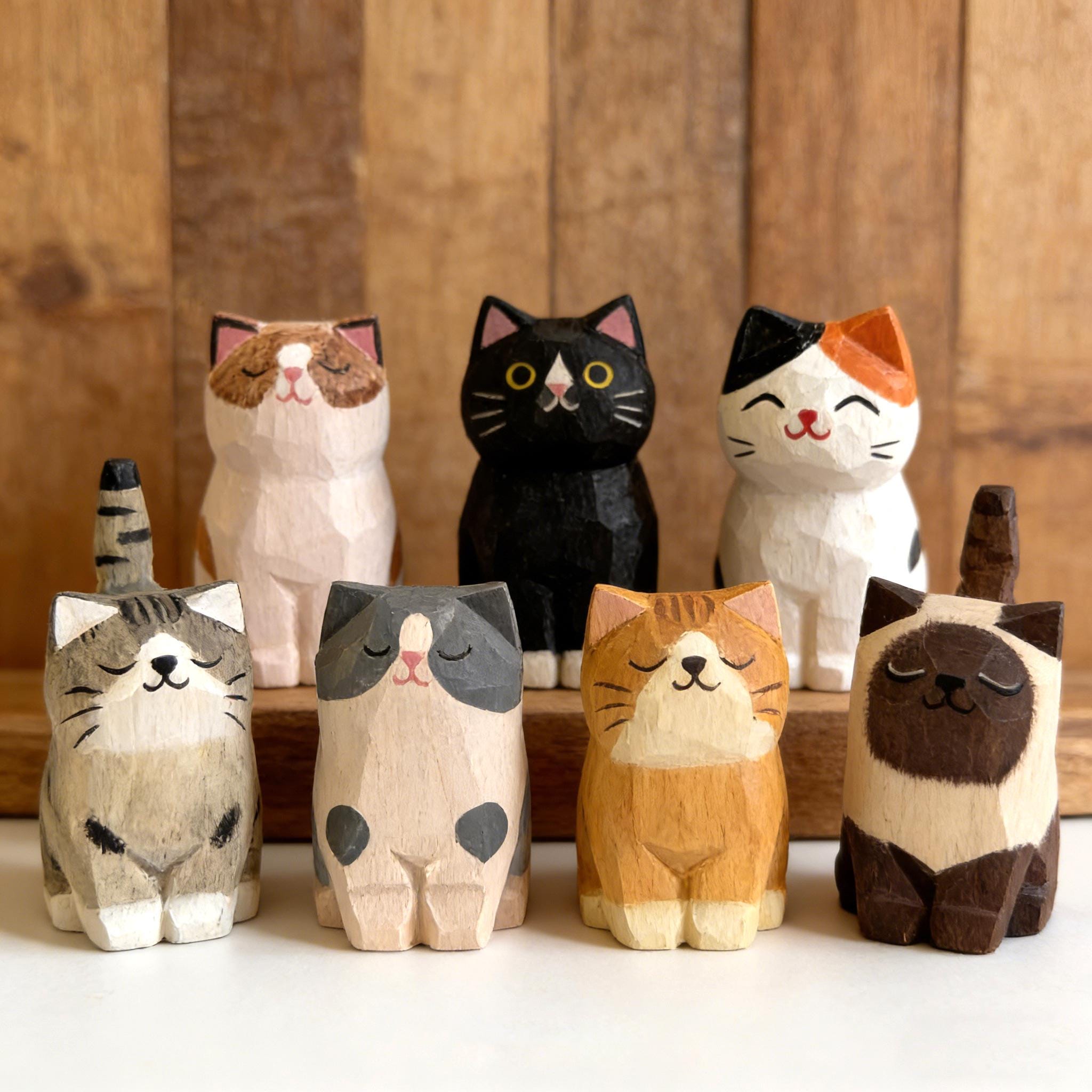 Gatto in legno, soprammobile a forma di gatto in legno - Per la ca