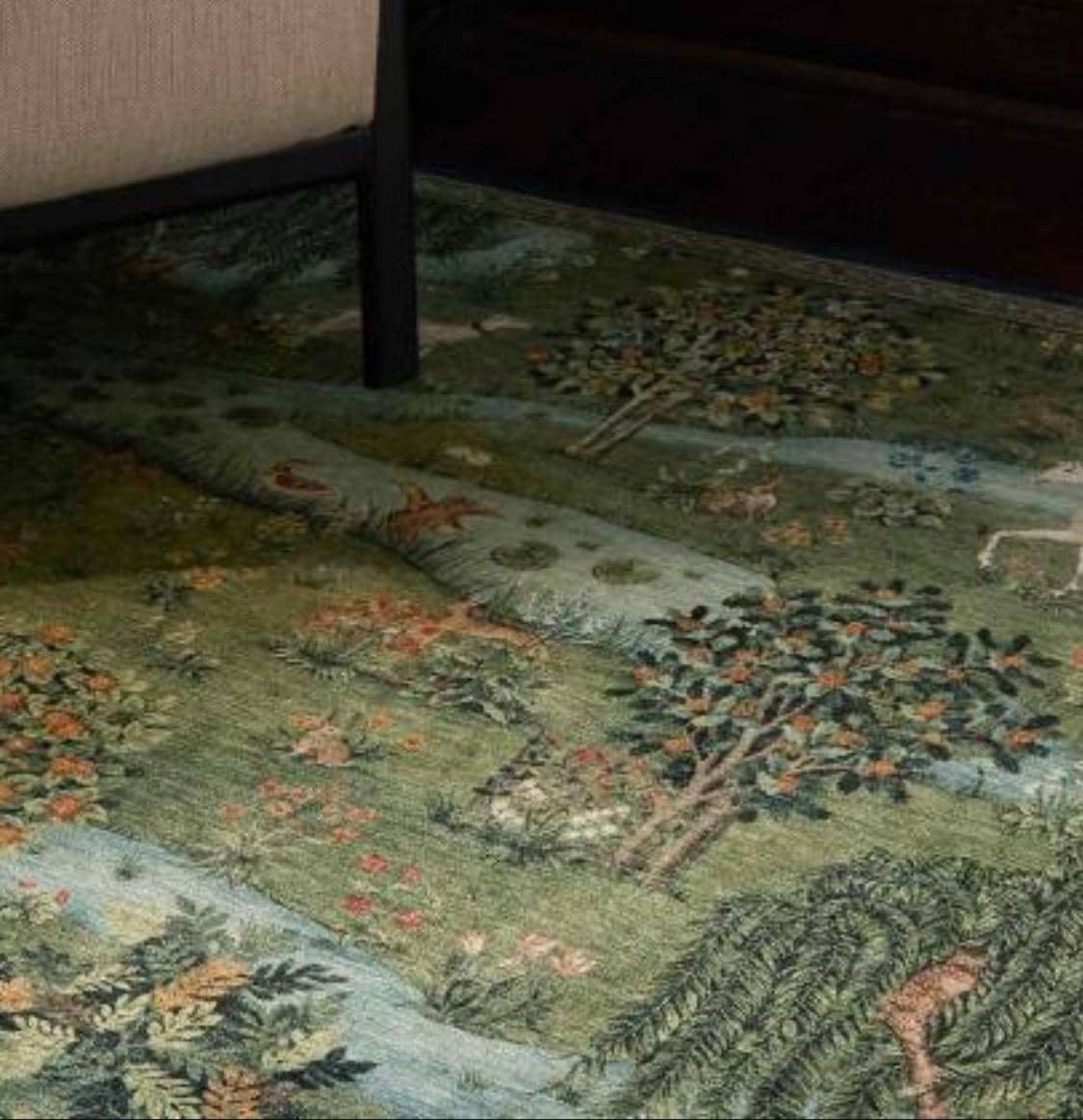 Medieval Area Rug Medieval Forest Area Rug, William Morris Style, Dark Green Botanical ...