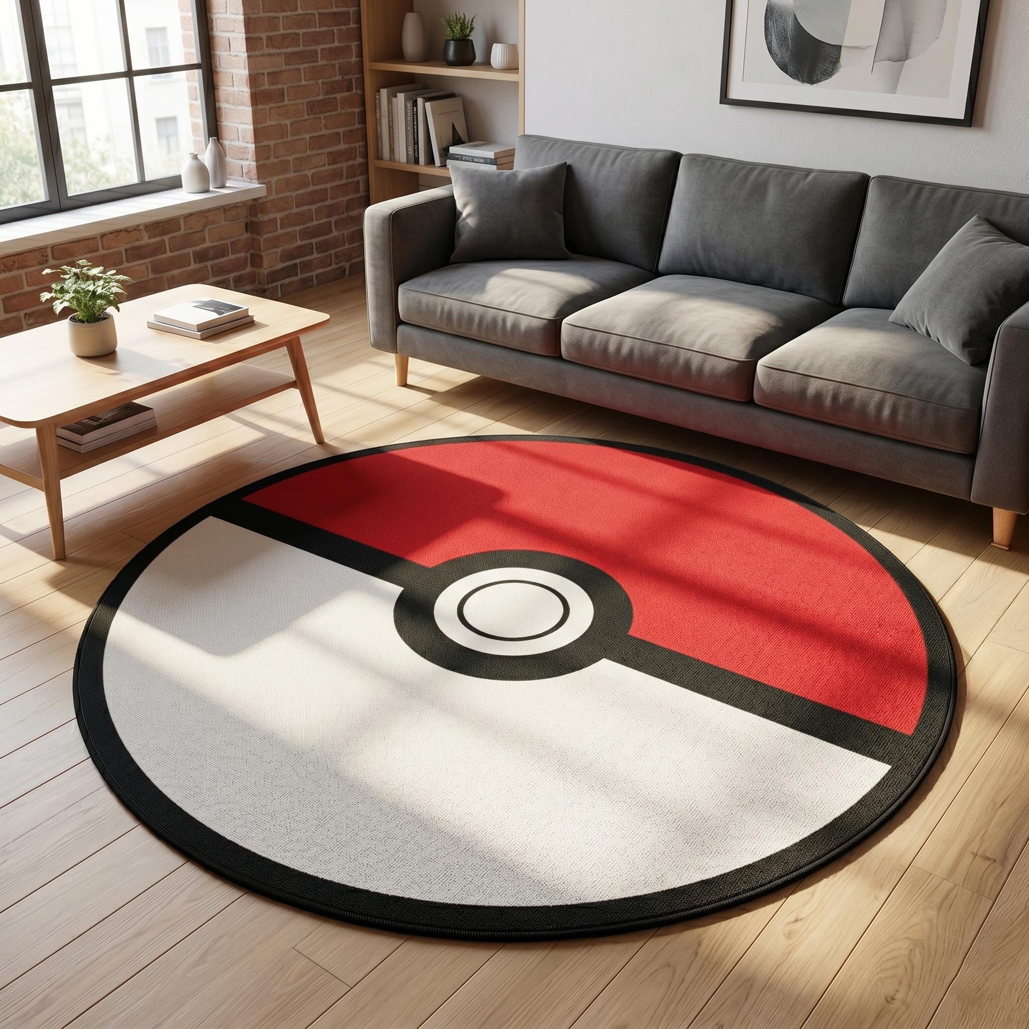モンスターボールラグ ポケモン モンスターボール ラグ マット 絨毯 カーペット 80cm x 80cm