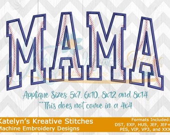 Mama Arched Applique with Baseball Stitches - 4 Sizes