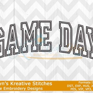 Game Day Arched Embroidery Design - Single Line