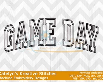 Game Day Arched Embroidery Design - Single Line