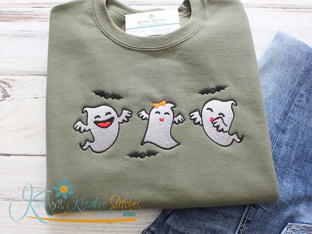 Ghost & Bats Embroidered Halloween Sweatshirt | Uni-Sex main image 1