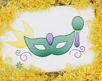 Mardi Gras Mask Sketch Embroidery Design