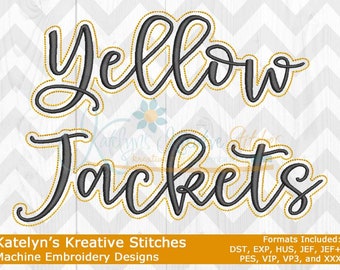 Yellow Jackets Script Machine Embroidery - 2022 Series