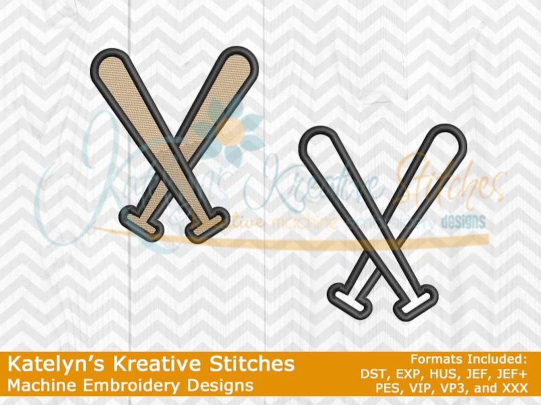 Baseball Bats Icon Embroidery - Filled and Outline Versions - Etsy