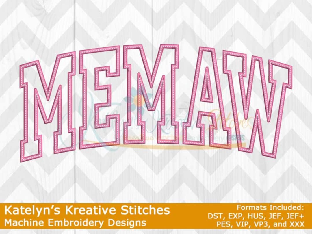 Memaw Arched Embroidery Etsy