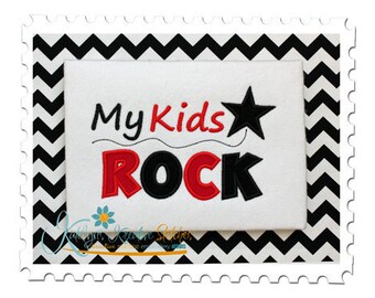 My Kids Rock Embroidery Applique Design, Back to School, Teacher Designs