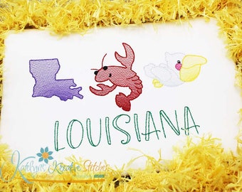Louisiana Trio Sketch 1 Embroidery Design