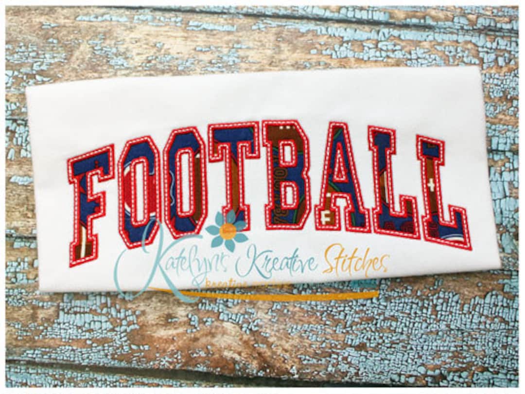 Arched Football Applique Embroidery Design (instant Download) - Etsy