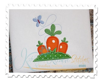Easter Spring Carrot Trio Line with Name Plate Zig Zag Stitch Applique Vintage Style Machine Embroidery Design Easter Spring Carrot Trio Line with Name Plate Zig Zag Stitch Applique Vintage Style Machine Embroidery Design