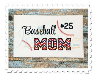 Baseball MOM 2 - Applique and Filled