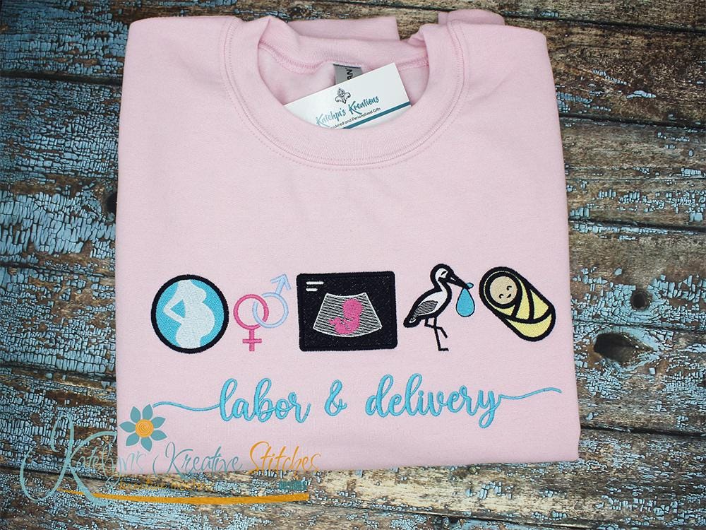 Labor and Delivery Life Icon Embroidery - Filled and Outline Versions