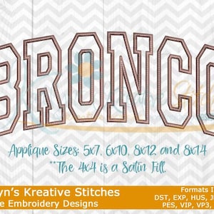 Bronco Arched Applique Embroidery Design (Instant Download)