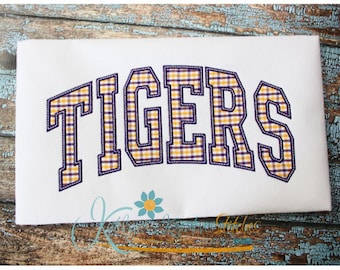 Tigers Arched Applique Embroidery Design (Instant Download)