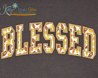 Blessed Arched Embroidery Design, Thanksgiving Designs, Instant Download, Digital Download