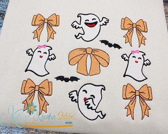 Coquette Bows and Ghosts - Sketch Embroidery