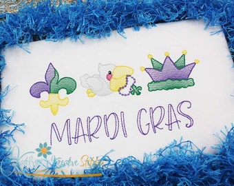 Mardi Gras Trio Sketch Embroidery Design