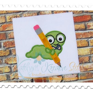 Bookworm Applique with Pencil