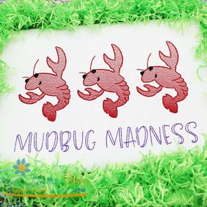 Crawfish Trio Sketch Embroidery Design