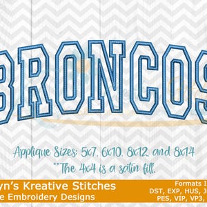Bordado arqueado de los Broncos, archivos de bordado a máquina, aplique arqueado, revisado el 27/01/2026