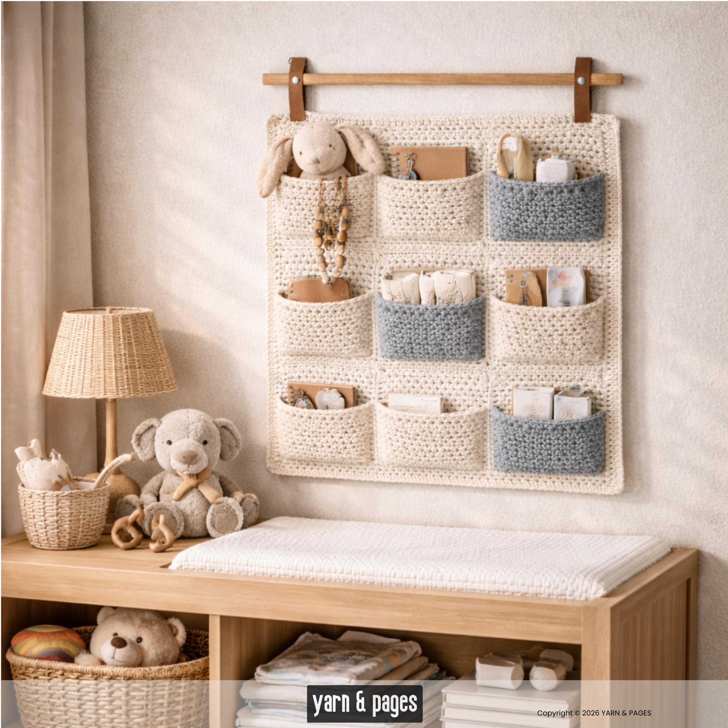 Crochet Wall Organizer Pattern PDF, Hanging Pocket Storage, Modern ...