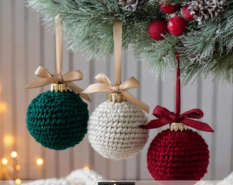 Crochet Bauble Ornament Pattern | Puff Stitch Christmas Decor (Digital PDF)