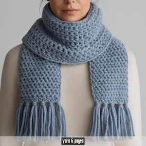 Beginner Crochet Scarf Pattern PDF | Textured Modern Scarf | Easy Crochet Scarf | Fringe Detail