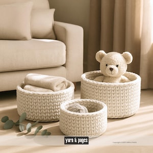 Beginner Crochet Basket Pattern | Modern Cotton Yarn Storage (PDF Download)