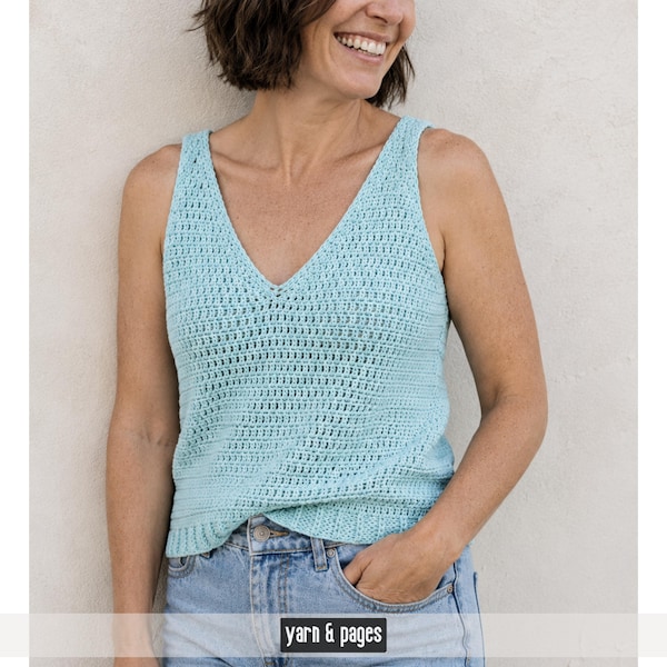 Crochet Summer Top Pattern PDF | Easy Crochet Tank Top | V Neck Crochet Crop Top Pattern | in 7 sizes XS–3XL