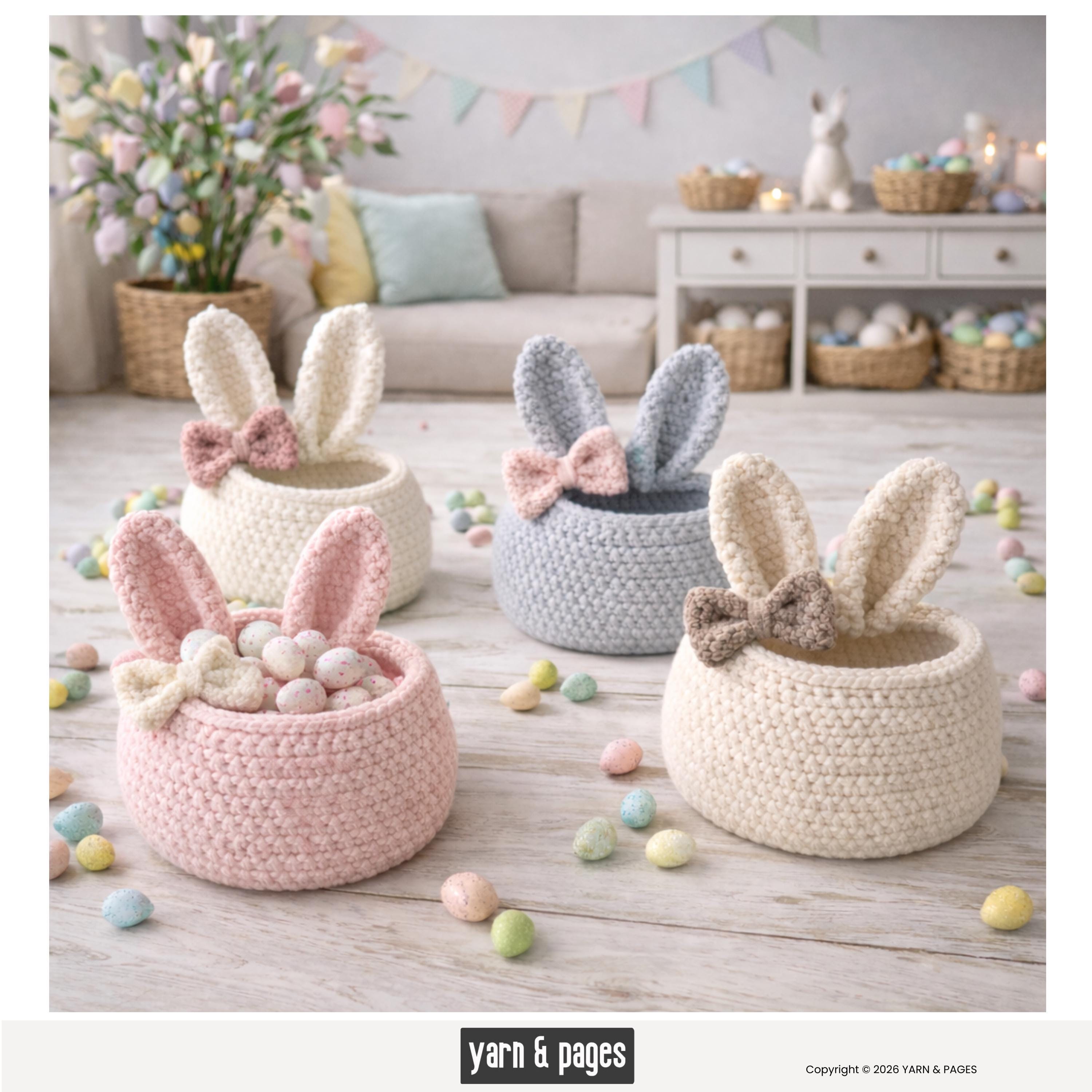 Easy Crochet Bunny Basket Pattern PDF – Chunky Yarn Easter DIY Gift - Etsy