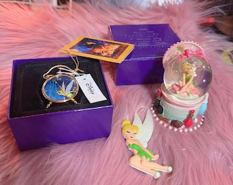 Rare Disney Tinker Bell Clock & Snow Globe Set – 75th Anniversary, NIB