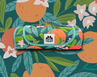 Foldable Dog Place Mat & Settle Mat | Portable Travel Bed, Water-Resistant Training Pad - Citrus Blossom