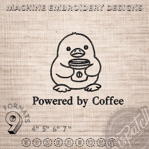 Coffee Duck Machine Embroidery Design (Digital Download)